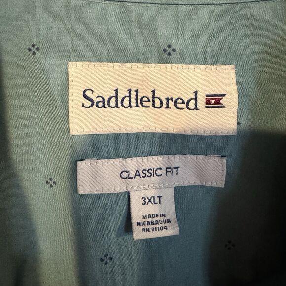 Saddlebred Shirt 3XLT Men’s Blue Geometric Long Sleeve Button Down Classic Fit - Picture 3 of 6